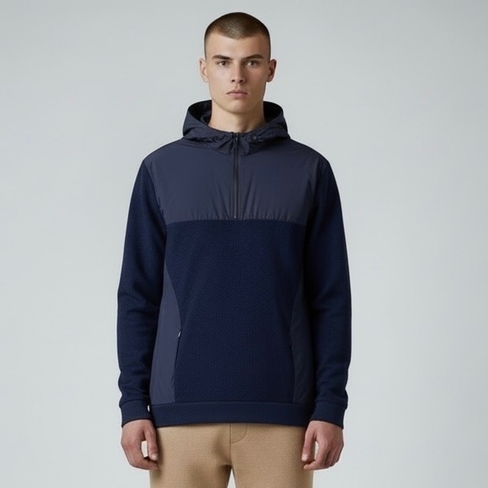 Johnnie-O Jacket Men's Medium Blue 1/4 Zip Mixed Media‎ Merino Wool Pullover